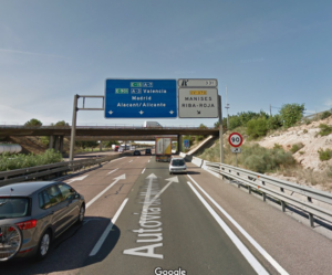 Salida 331 desde la autovía a7 manises ribaroja