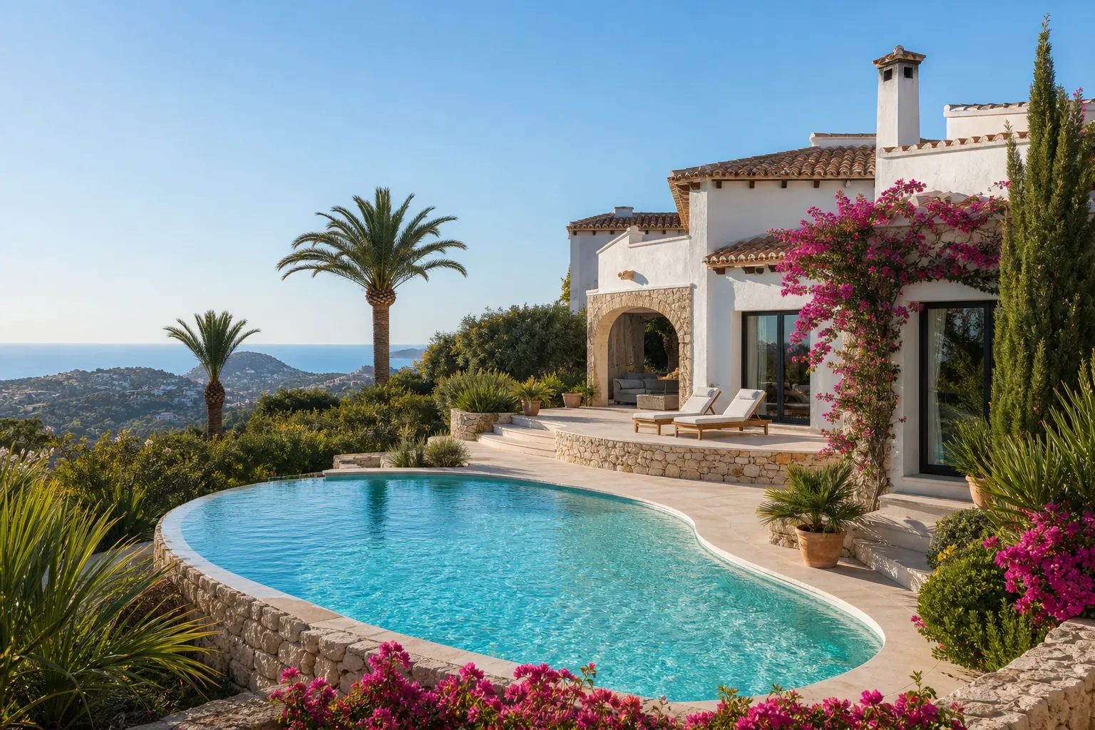 Villa con piscina en la Costa Blanca, uno de los puntos habituales de entrega del coche de alquiler